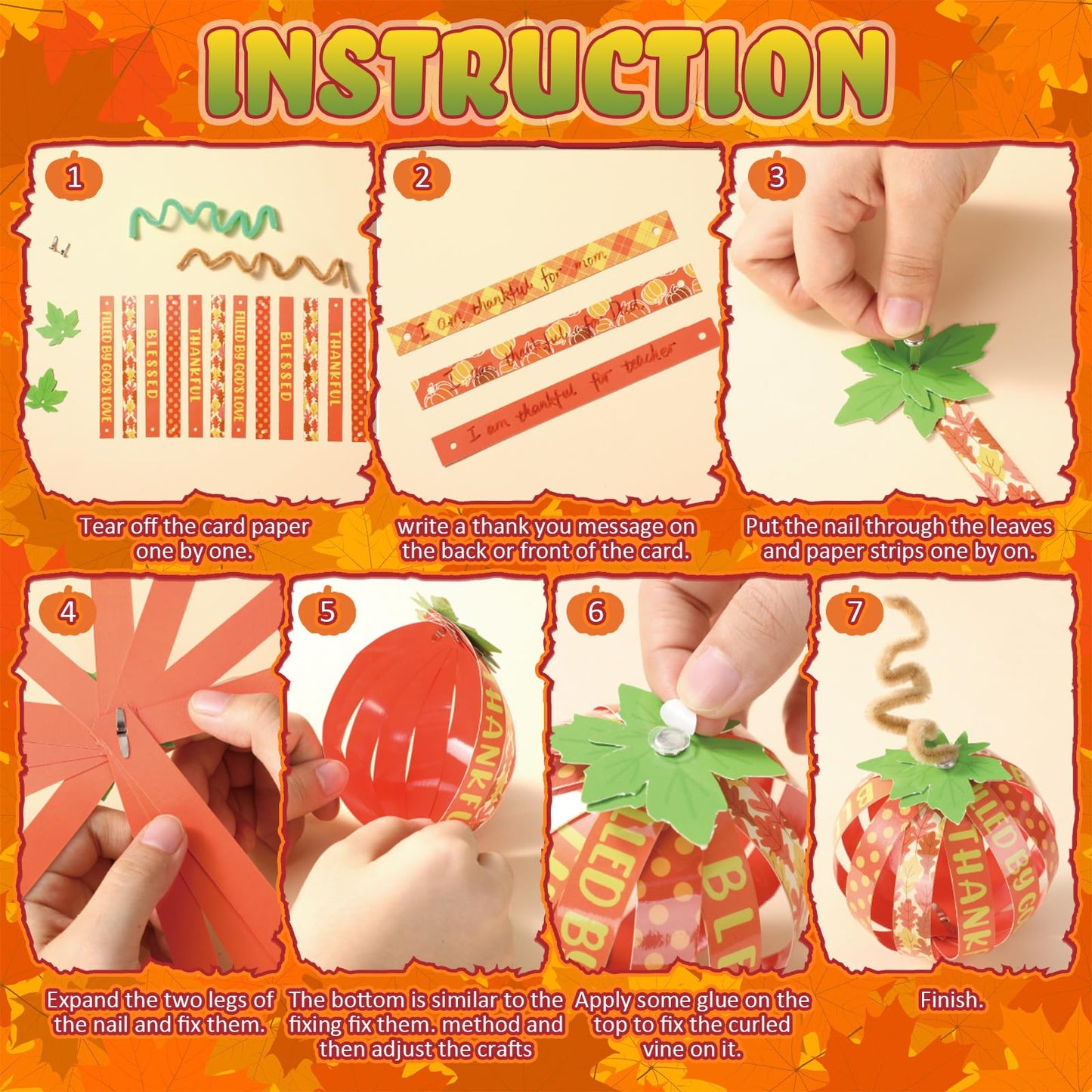 Mooliwe 30 Set Fall Pumpkin Crafts Bulk Religious Christian Craft Kit DIY Autumn Paper Fall Tree Ornaments for Thanksgiving Hall