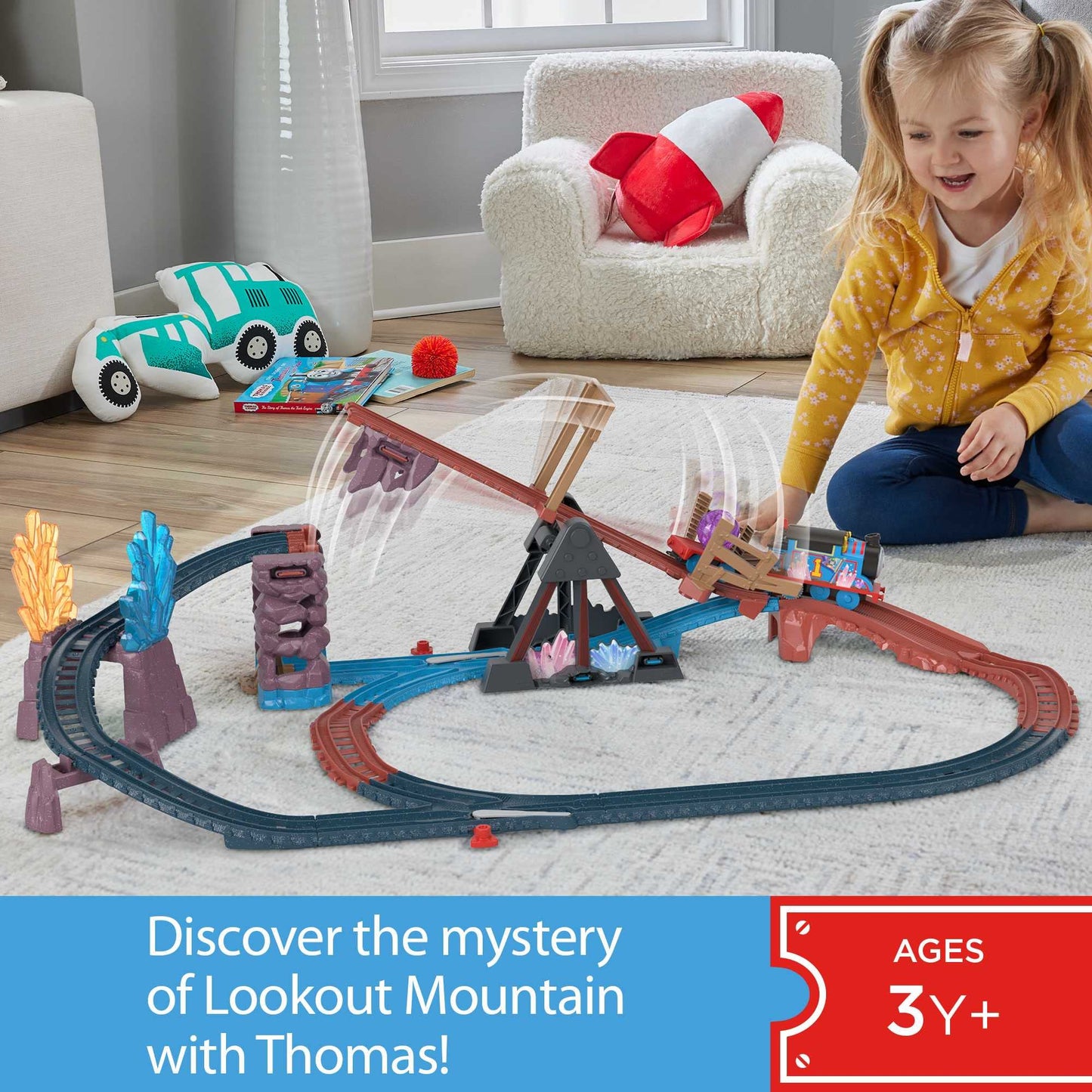 Thomas & Friends Motorized Train Set - Crystal Caves Adventure, 8 Ft Track, Multicolor, Model HMC28, for Kids Ages 3+ Years
