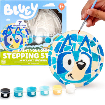 Bluey Paint Your Own Stepping Stone Kit - DIY Ceramic Art Set, 7" Bluey Design, Fun Summer Activity for Ages 8-11