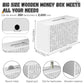 Wooden Money Saving Box, Cash Savings Box For $10000 $5000 $3000 Target Money Saving Challenge, Reusable Money Box With Counter,