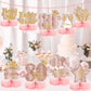 9Pcs 80Th Birthday Decorations Pink Rose Gold Honeycomb Centerpieces For Women,Happy 80Th Birthday Table Centerpieces Party Supp