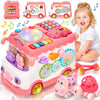 AmiDear Baby Gift for 1-2 Year Old Girl, 10-in-1 Montessori Toys Bus for Baby 6-12-18 Months+, Educational Musical Sensory Learn