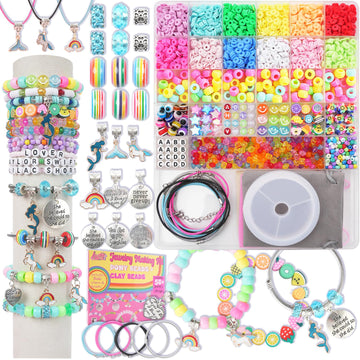 LovelyMoon Bracelet Making Kit 3400 Pcs Beads for Charm Friendship Jewelry Making Supplies Unicorn Mermaid Art Crafts Birthday C