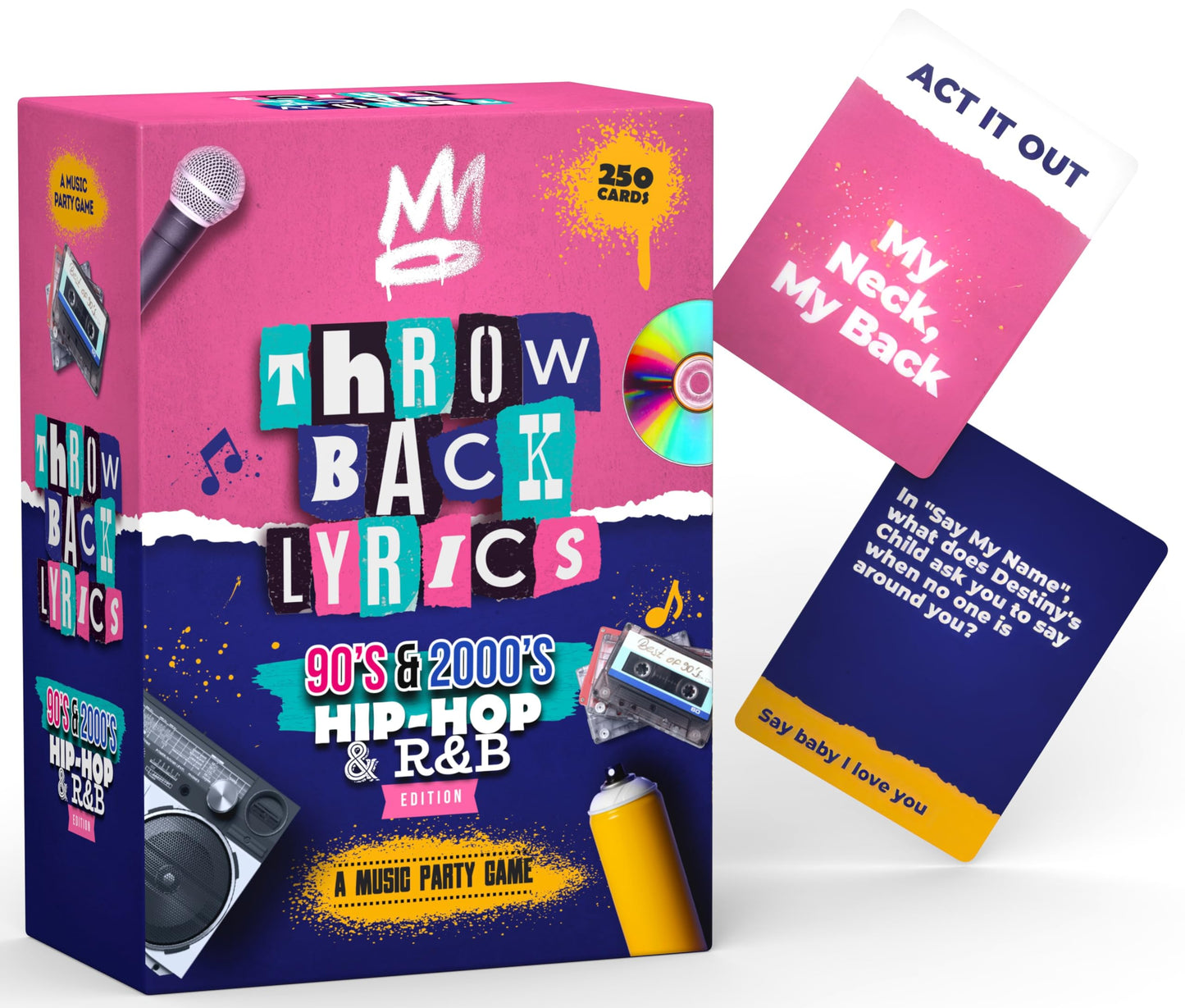 Throwback Lyrics - The 90s & 2000s Hip-Hop & R&B Music Party Game | Rap R&B Game 250 Cards of Trivia and Charades - Great for Game Nights  Date Nights  mature-themed and Family Games
