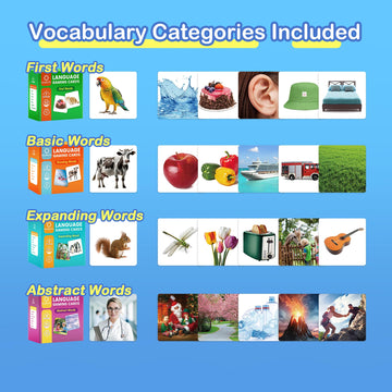Alsolife 301 Thick Flash Cards For Toddlers, 4-Level Language Builder Real Life Photos Flashcards For Speech Therapy And Prescho