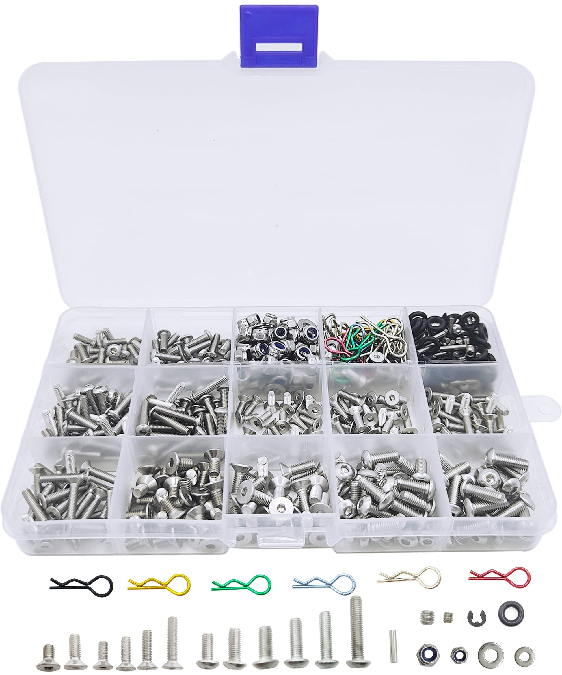 HOPLEX 710pcs Universal RC Screw Kit 304 Stainless Steel Screws Assortment Set, Hardware Fasteners for Traxxas Axial Redcat HPI 