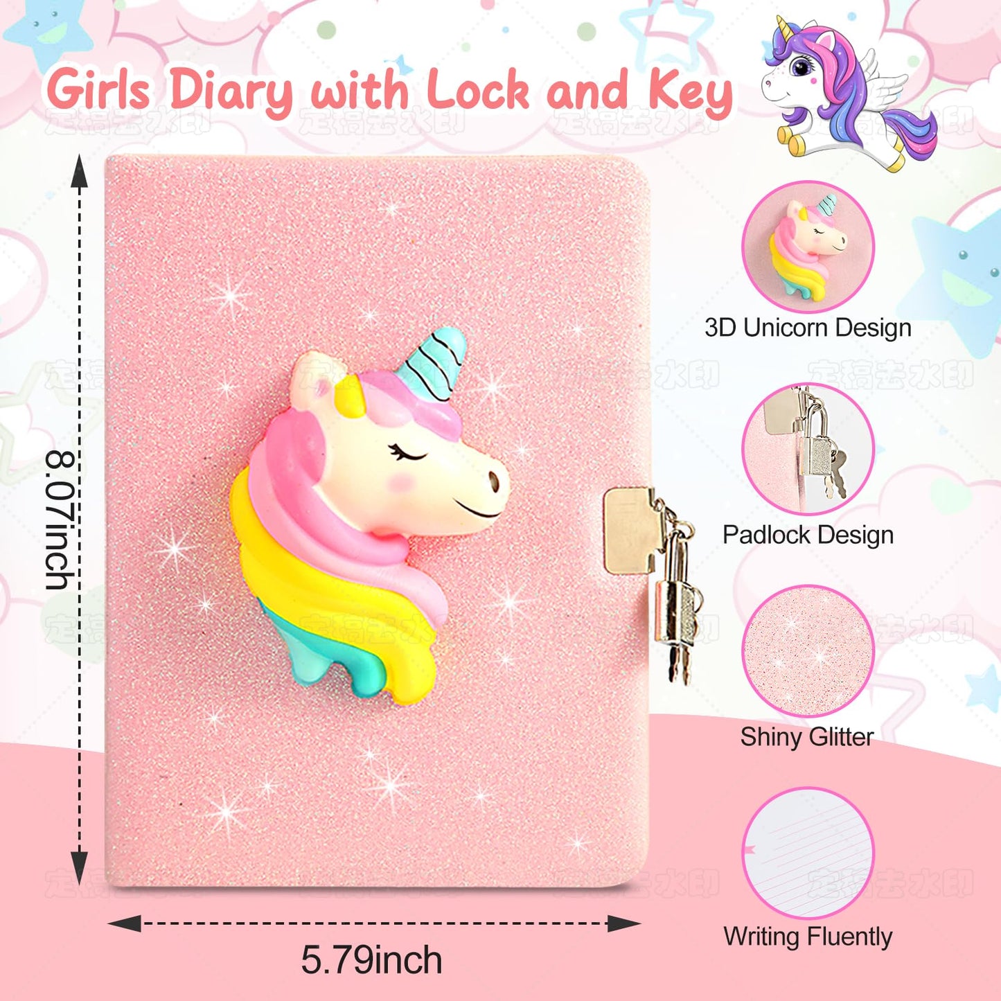 Unicorn Gifts for Girls 5 6 7 8 9 10+ Years Old,Birthday Gift Box Set for Girls,Unicorn Basket with Kids Earbuds,Girls Shiny Uni