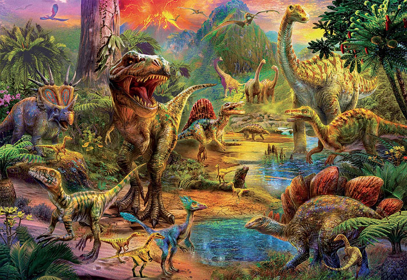 Educa - Land Of Dinosaurs - 1000 Piece Jigsaw Puzzle - Puzzle Glue Included - Completed Image Measures 26.8' X 18.9' - Ages 14+ (17655)