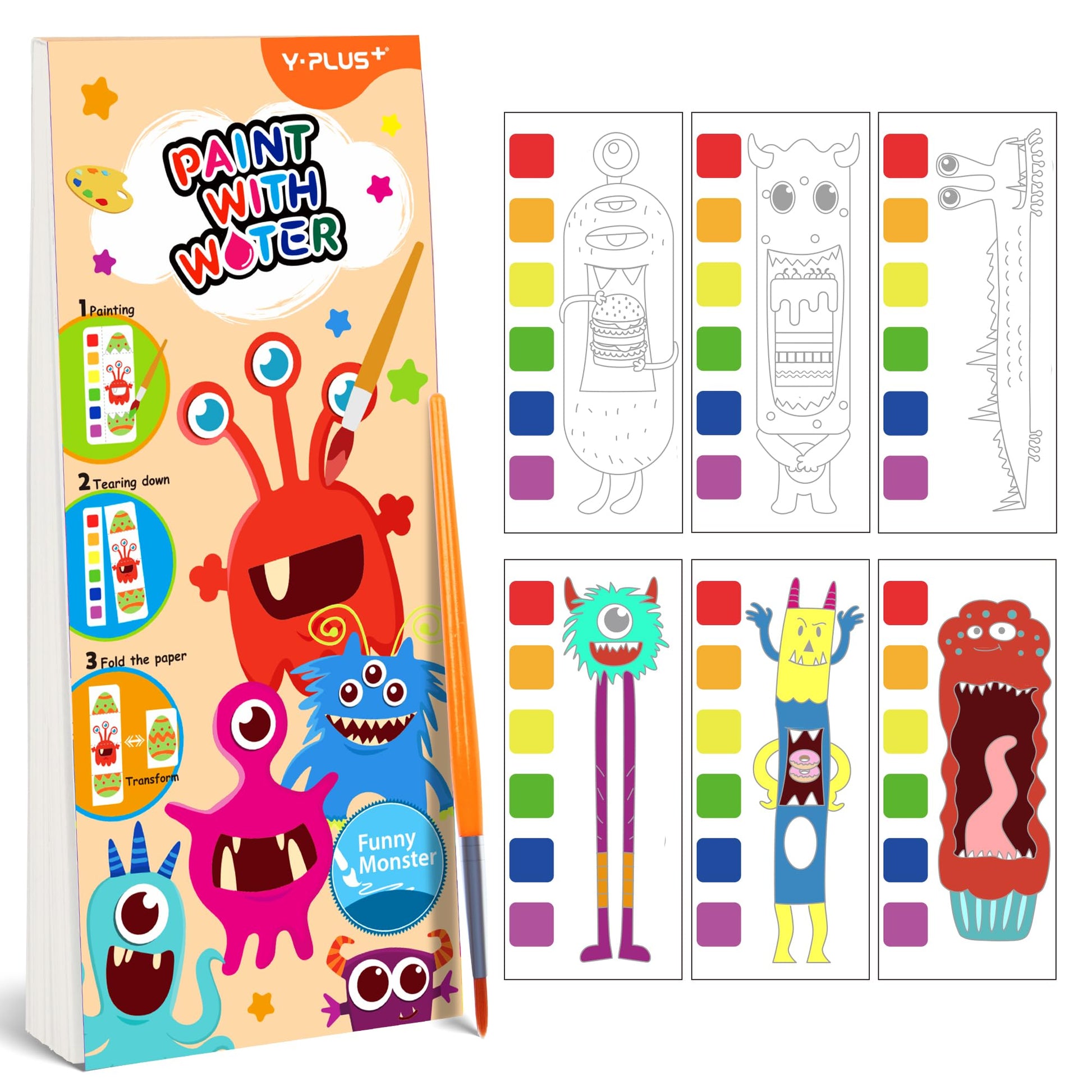 YPLUS Pocket Paint with Water Book for Toddler, Art Activities Craft Toys Watercolor Painting Paper for Kids Gift Drawing with B