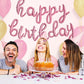 Toniful Light Pink Happy Birthday Balloons Banner,Cursive Happy Birthday Balloons Light Pink Birthday Decorations Light Pink Myl