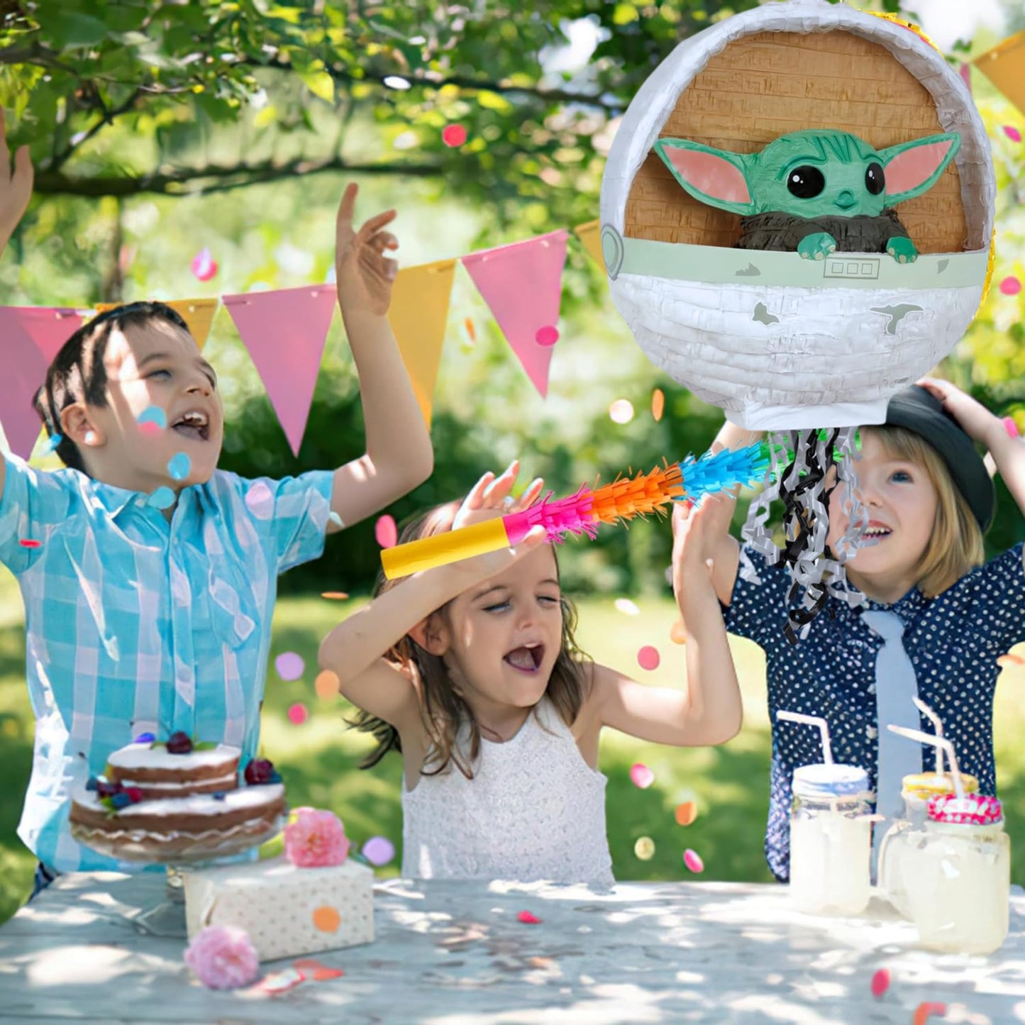 Unique Star Wars The Child Pull String Party Pinata, 17.5'. X 21.5', Multicolor