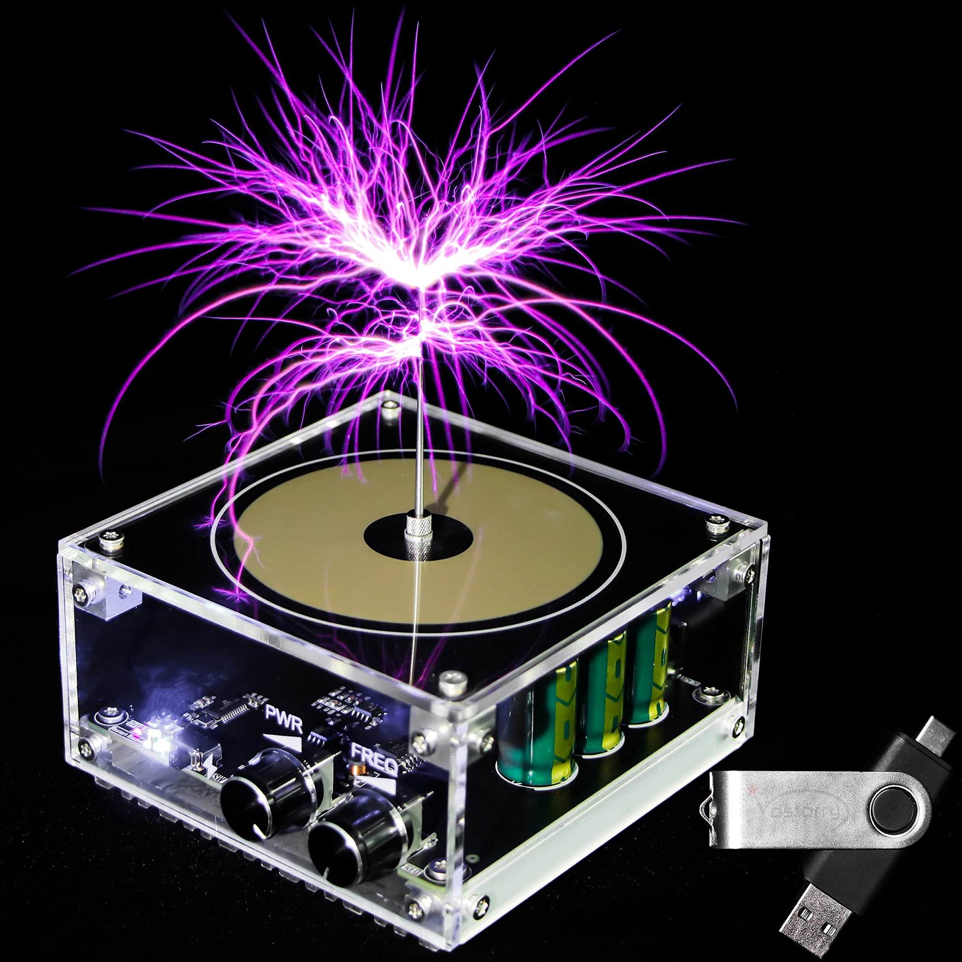 Vastarry 10 Cm Solid State Music Tesla Coil Artificial Lightning Desktop Toy For unisex-mature-themed Electric Power Wireless Transmission Model Science Experiment Tool