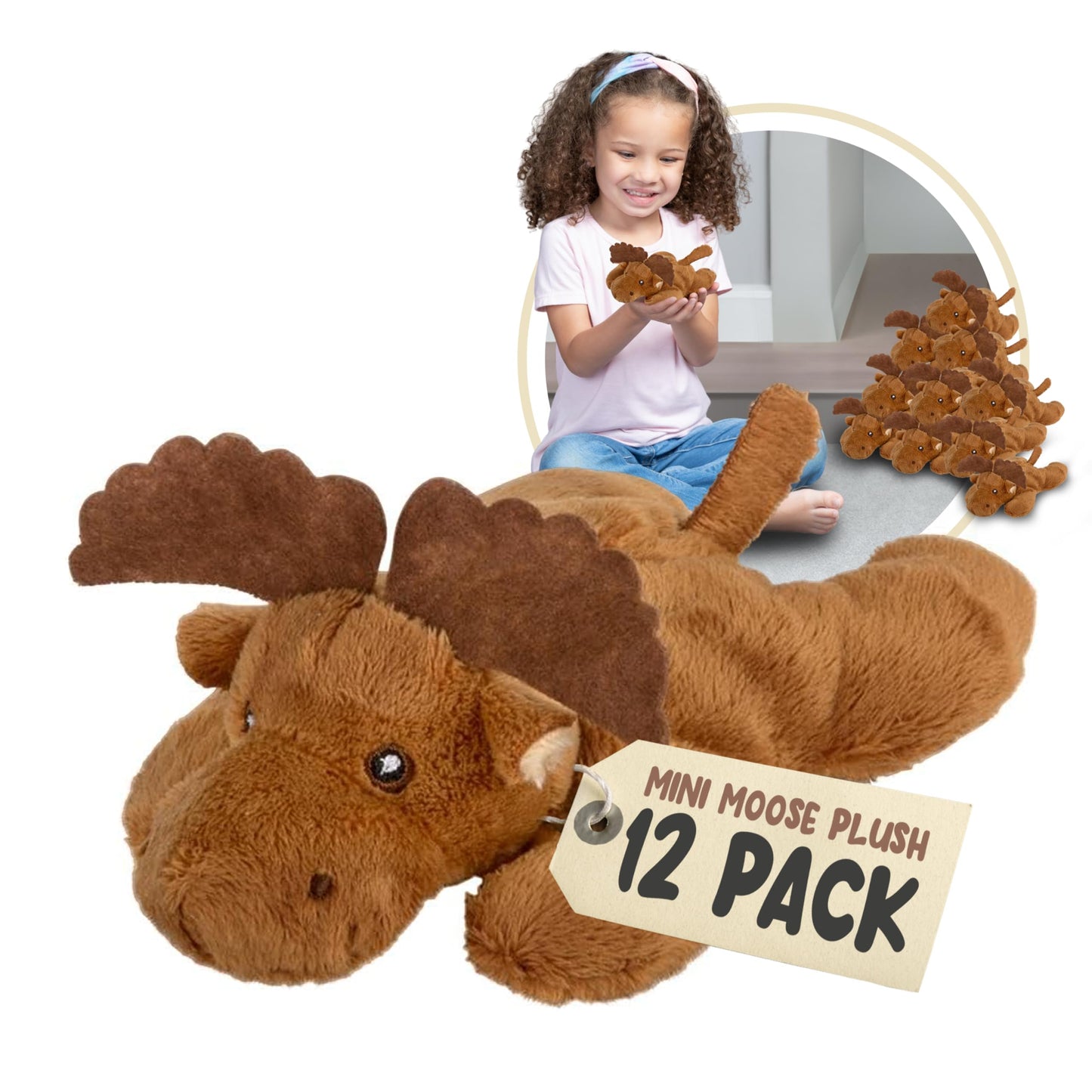 Mini Moose Plush Toys, 12 Pk Tiny Plushies Stuffed Animals Bulk, Stocking Stuffer For Girls & Boys, Animals Figures For Party Favors, Goody Bags, Classroom Treasure Box Prizes (Moose) Forest & Twelfth