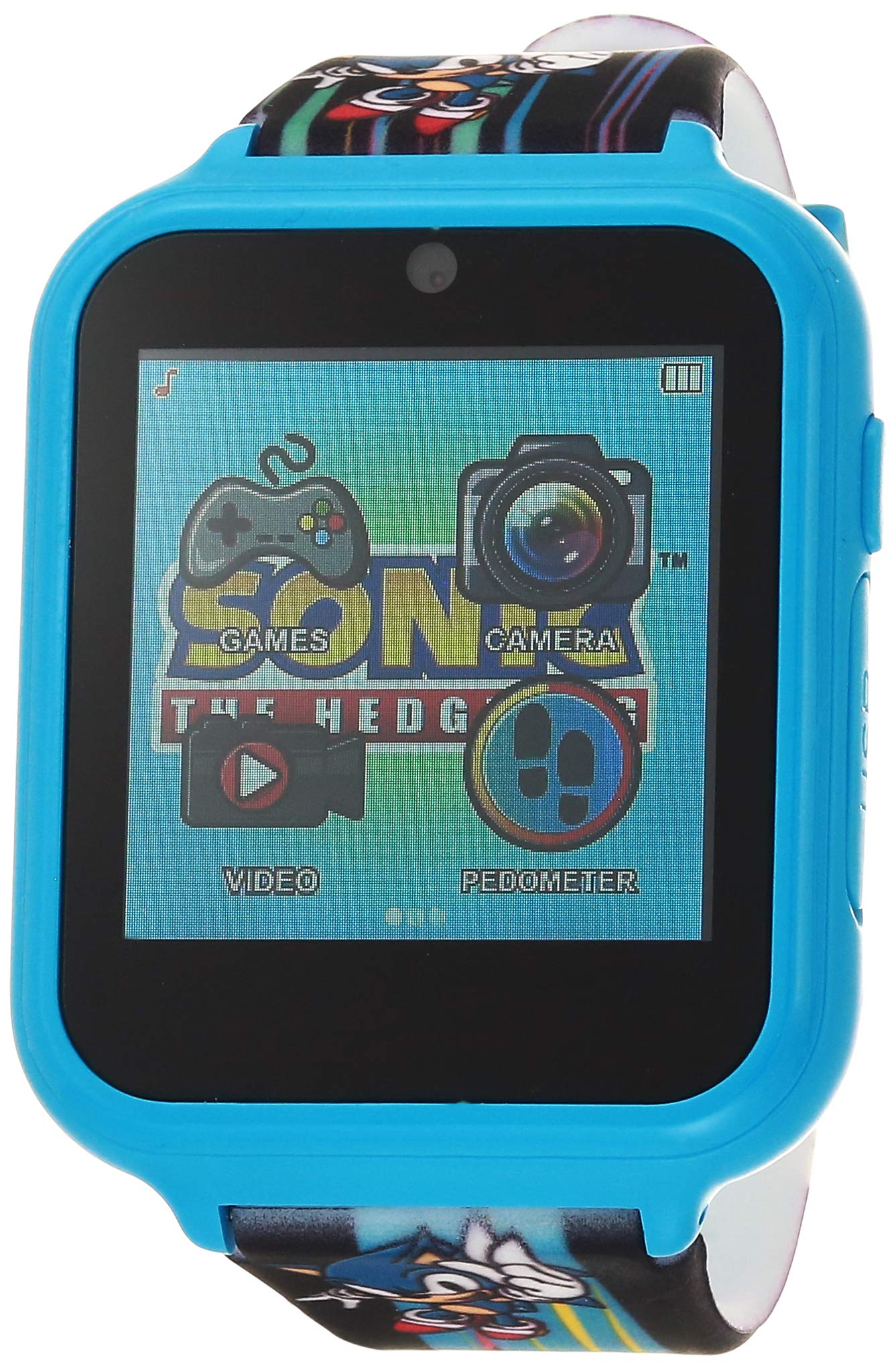 Sonic The Hedgehog Kids Smart Watch - Interactive Touchscreen With Games, Selfie Camera, Step Tracker, Alarm, And Printed Silicone Strap - Fits Wrists 5.5' To 8.0'