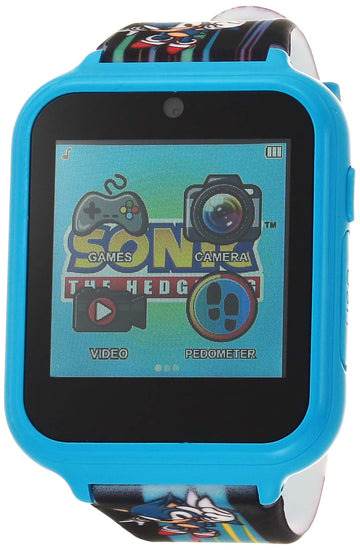 Sonic The Hedgehog Kids Smart Watch - Interactive Touchscreen With Games, Selfie Camera, Step Tracker, Alarm, And Printed Silicone Strap - Fits Wrists 5.5' To 8.0'