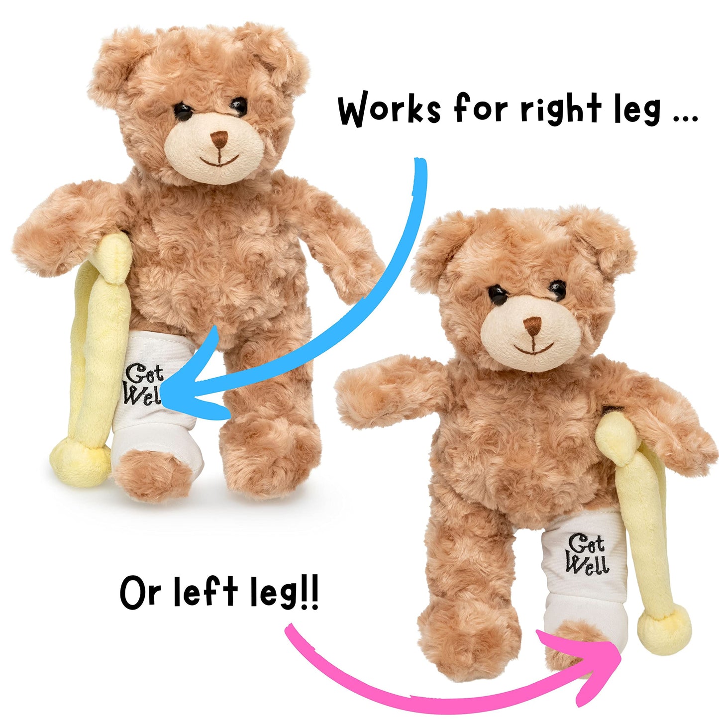 Jolitee Bear With Broken Leg Gifts Kids, Get Well Gifts For Kids With Broken Leg, Teddy Bear With Crutches For Surgery