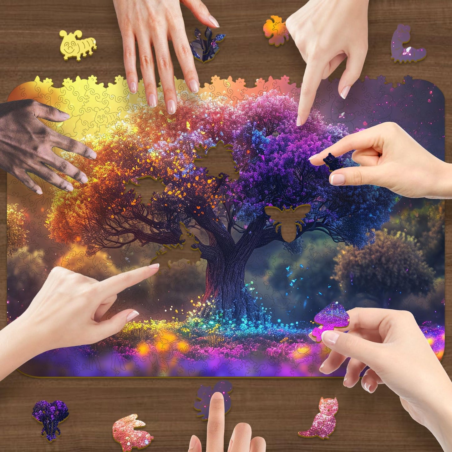 Qiuenisray Wooden Puzzles for mature-themeds 1000pcs  Tree of Life Wooden Jigsaw Puzzles 16.1x23.4in Royal Unique Shape mature-themed Puzzles Irregular Wood Puzzles Creative Gift for mature-themeds and Kids Family Game