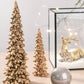 Rm Roomers Resin Christmas Tree Figurines Clearance,2Pcs Small Gold Christmas Decorative Figurine Set, Indoor Tabletop Christmas