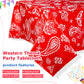 Reginary Western Party Tablecloth Paisley Bandana Table Cover Plastic Rectangle Tablecloth for Western Cowboy Party Themed Party