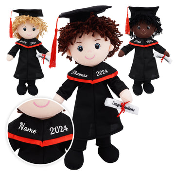 June Garden Personalized 15'' Graduation Gifts - Personalized Name, Text And Year - Soft Plush Dolls With Cap And Gown - Gifts F