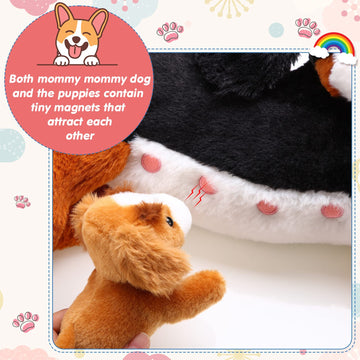 Hydren Nurturing Bernese Mountain Dog Plush Toy Set 15 Inch Nursing Mommy Dog Stuffed Animal With 4 Stuffed Magnetic Baby Puppie