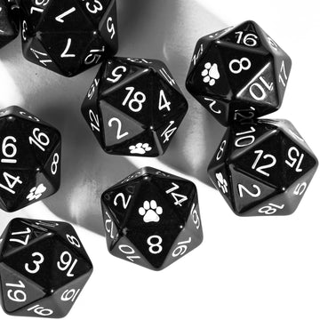 HDdais 10 Pack Black D20 Dice, Set of 10, 20 Sided Dice D20 Polyhedral Dice for DND RPG MTG Tabletop Game