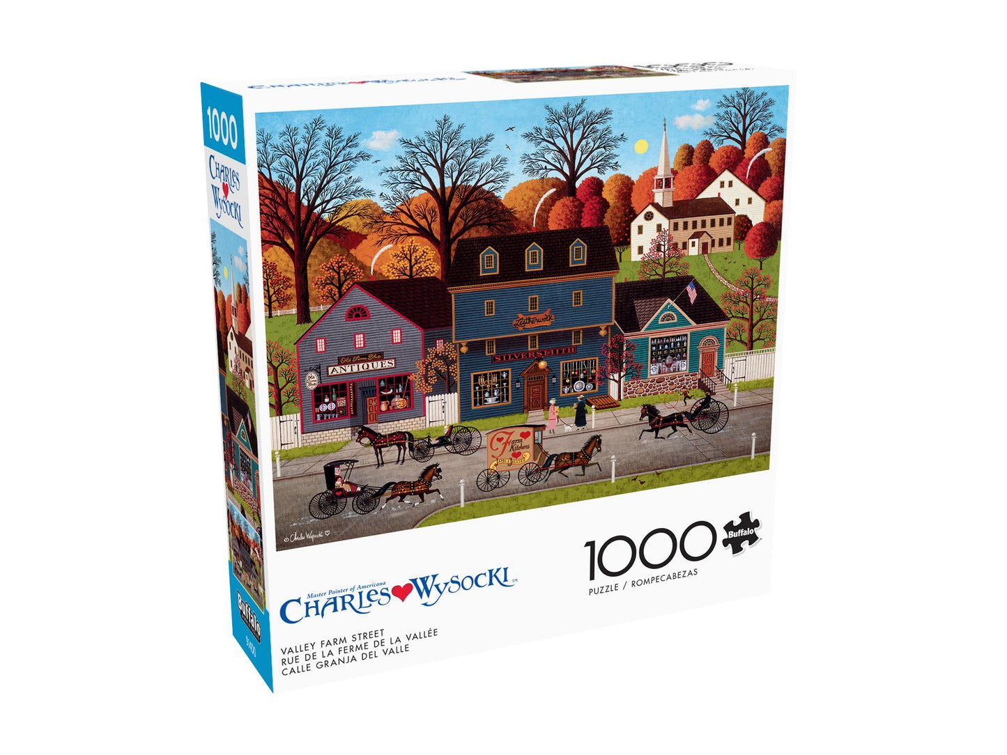 Buffalo Games 1000 Piece Jigsaw Puzzle - Charles Wysocki Valley Farm Street - Multicolor - Finished Size 26.75 x 19.75