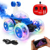 Zivvy Stunt Racing Car Blue | Forward/Backward & Left/Right Steering | Led Lights, Music & Spray Effect | Bluetooth Control | Re