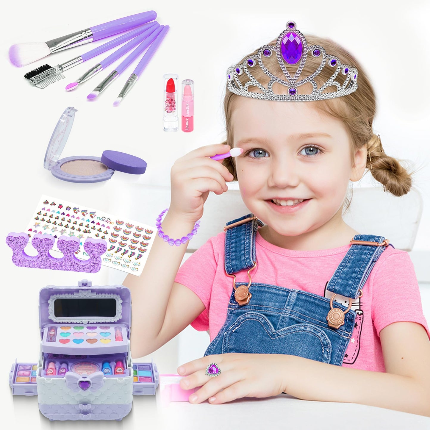 Kids Makeup Kit for Girl - Toys for Girls,Washable Play Makeup Toys Set for Dress Up,Non Toxic Toddlers Cosmetic Kits, Birthday