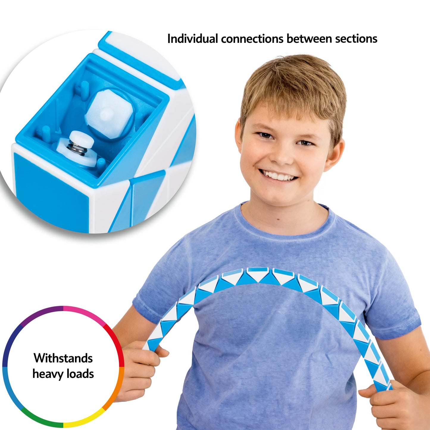 Cubidi® Magic Snake Cube | Fidget Snake Toy For Kids | Travel Toys For Kids Ages 4-8 | Great Gift For Boys And Girls Birthday, Christmas, Stocking Stuffers - 24 Blocks | 0.9 Inch X 0.7 Inch | Pink
