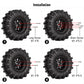 INJORA 1.0 Beadlock Wheel Mud Tires Set Deep Dish 1.0'' Wheels Tires for 1/18 TRX4M Axial AX24 SCX24 Gladiator Deadbolt Bronco C