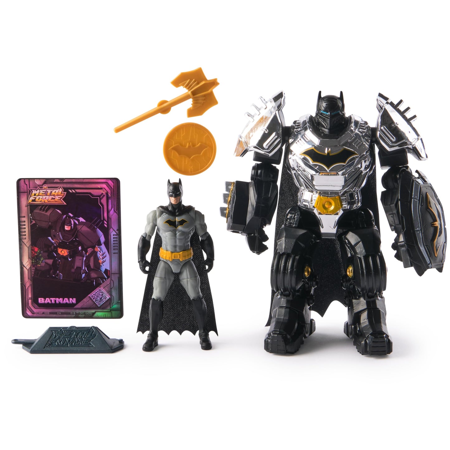 DC Comics  Metal Force Batman Action Figure  6-Inch with 4-Inch Mini Figure  Built-in Blaster and protective covering Suit  Super Hero Kids Toys for Boys and Girls Ages 4 and Up