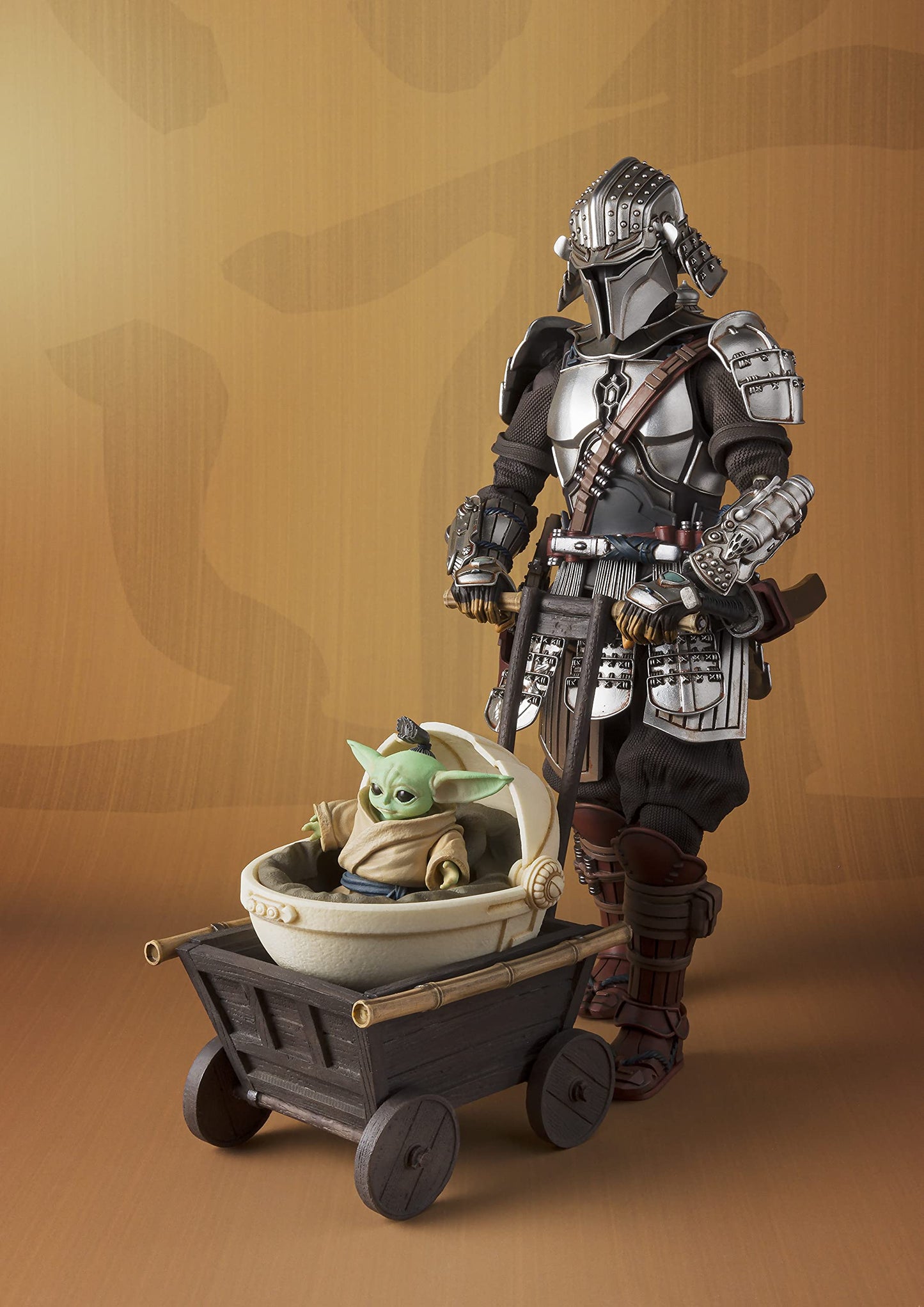 TAMASHII NATIONS Star Wars Mandalorian Action Figure - Ronin Mandalorian & Grogu (Beskar Armor), BAS62093, ST, ABS Material