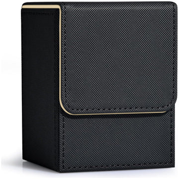 Zlca Card Deck Box For Trading Cards, Mtg Yugioh Deck Case Holds 100+ Single Sleeved Cards, Pu Leather Magnetic Card Storage Box Fits For Tcg Ccg Magic Game Cards (Black& Gold)