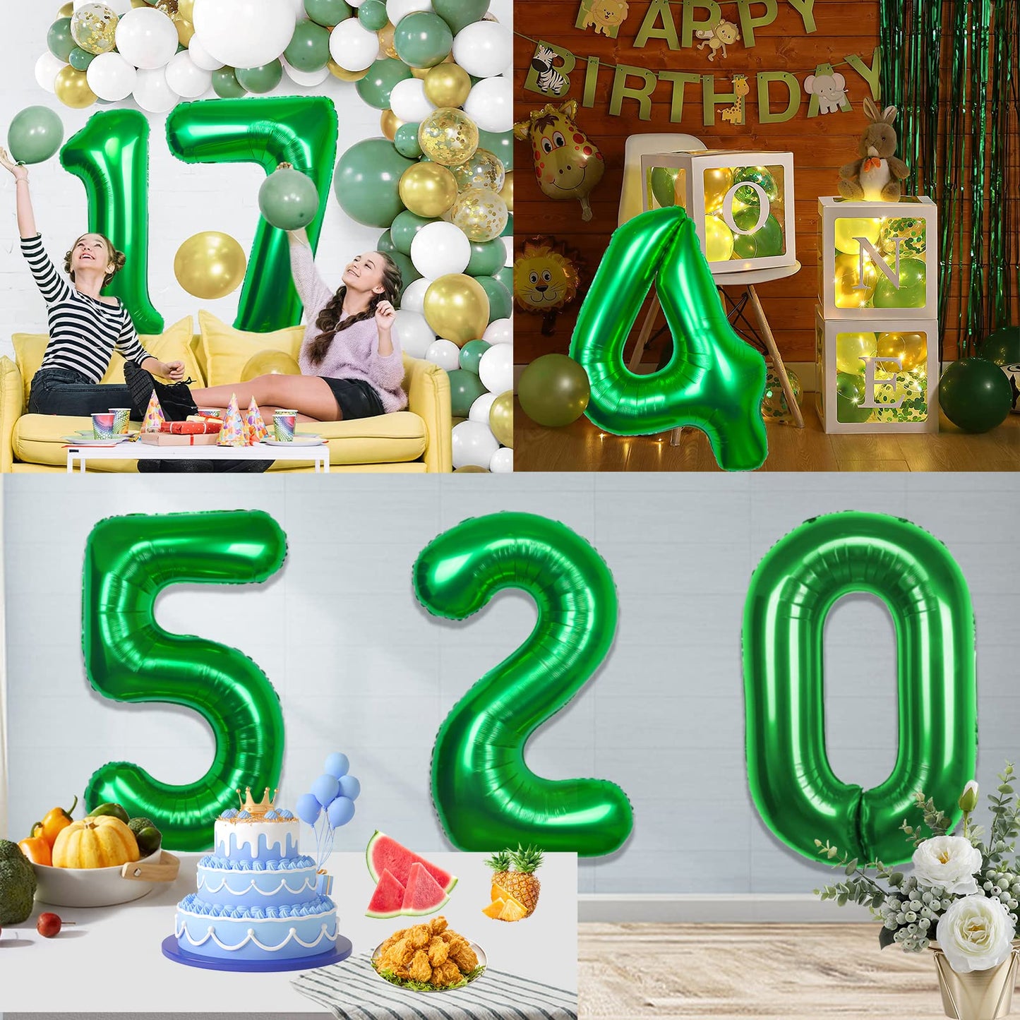 40 Inch Giant Green Number 2 Balloon, Helium Mylar Foil Number Balloons For Birthday Party, 2Nd Birthday Decorations For Kids, A