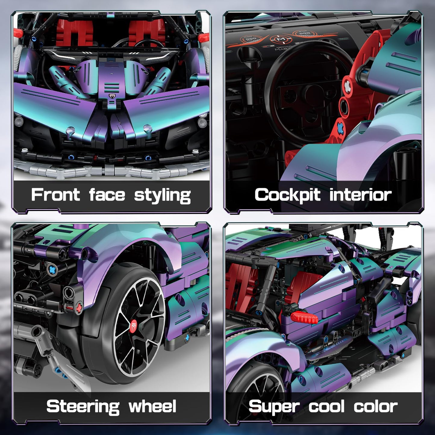 BTEC Super Cars Building Kits for mature-themeds 1:10 Scale MOC RC Technique Car Block Remote Control Model Kits for Men Teen mature-themed Collectible Model Race Engineering Toy Set 2036 PCS