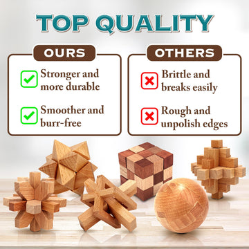 Brain Teaser Wooden Metal Puzzles - Stocking Stuffers Brain Teaser Disentanglement Iron Link Unlock Interlock Game Chinese Ring Magic Trick Toy For Party Favor Kids Adults Challenge 32Pack