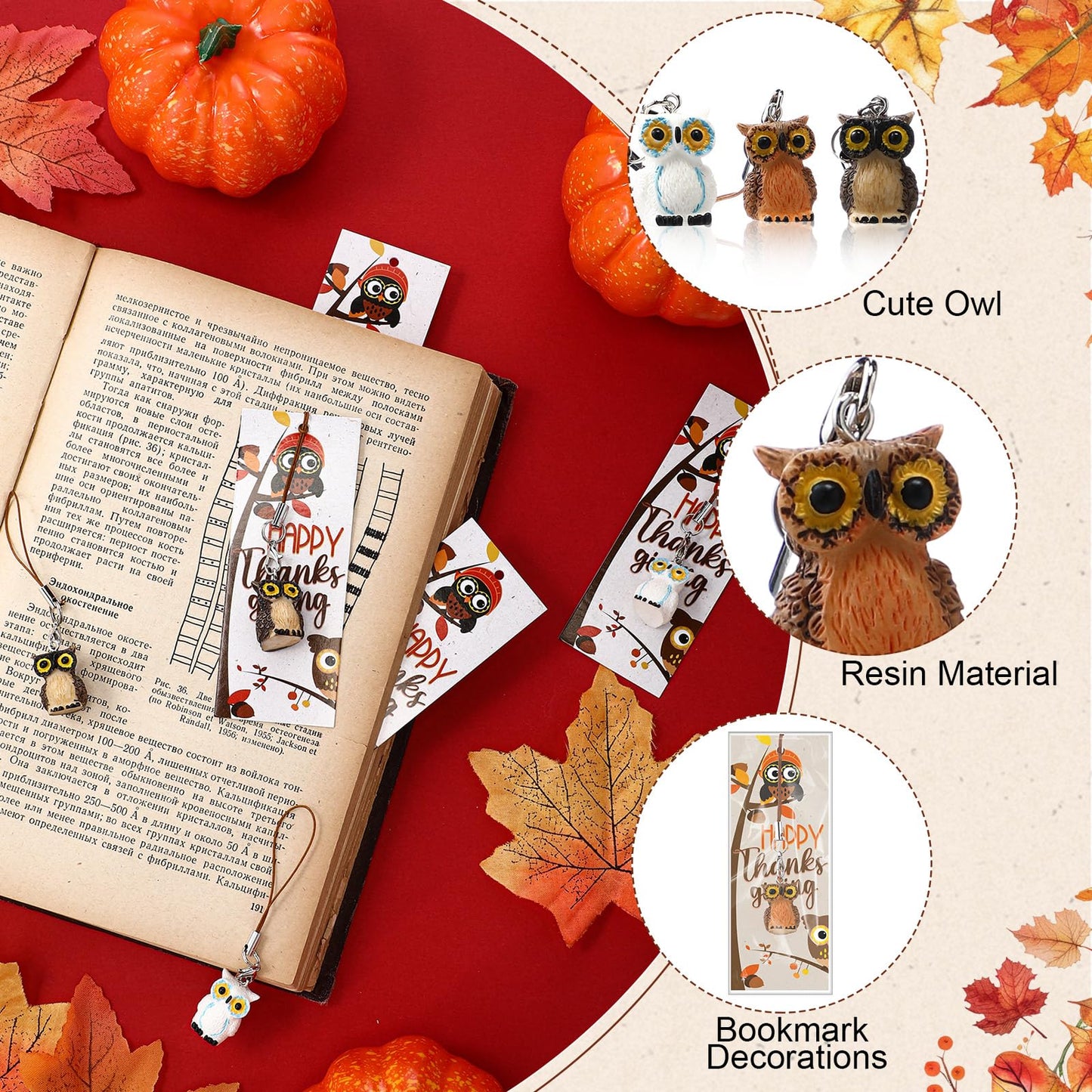 ForraFun 24 Sets Thanksgiving Gifts Bulk Cute Animal Keychains Bookmarks with Ruler Happy Thanksgiving Party Favors Autumn Prize