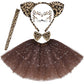 Dxhycc Cat Costume Leopard Cat Ears Headband Tail Bowtie Tutu And Leopard Face Sticker For Halloween Dress Up
