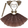 Dxhycc Cat Costume Leopard Cat Ears Headband Tail Bowtie Tutu And Leopard Face Sticker For Halloween Dress Up