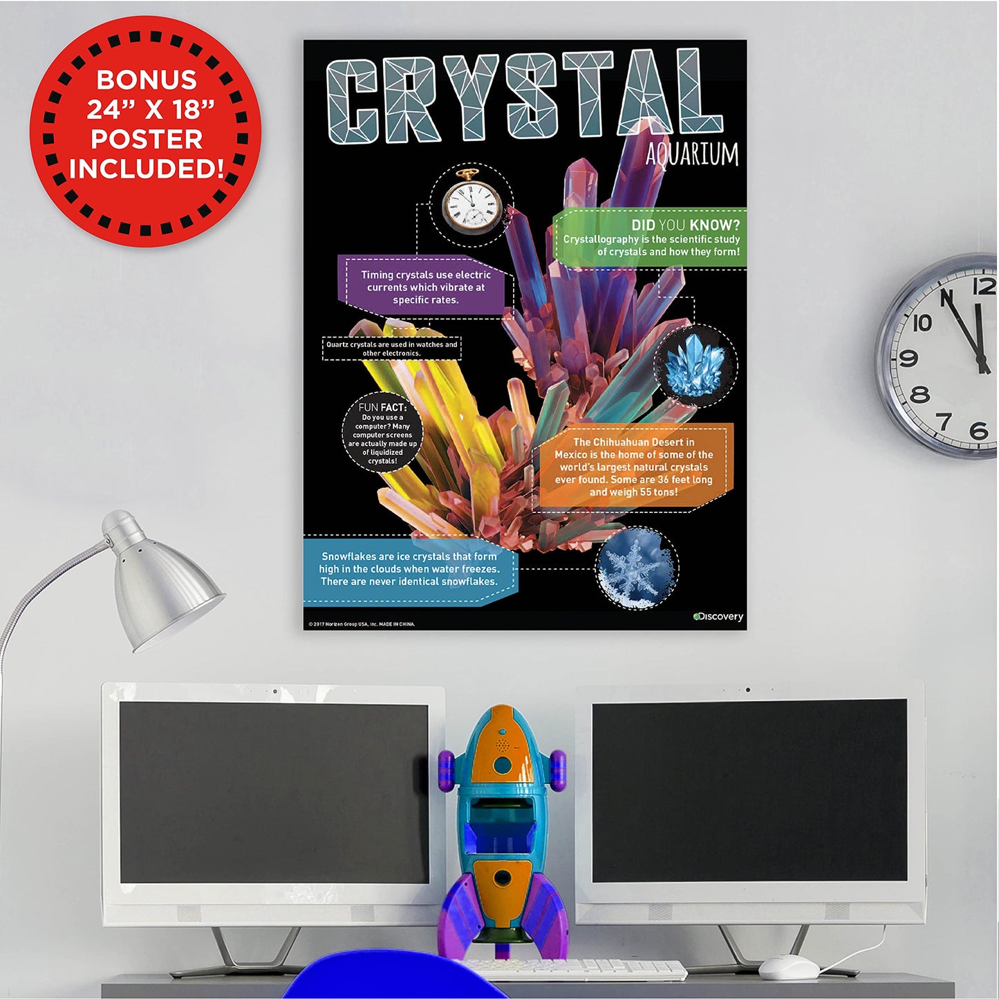 Discovery Kids Crystal Aquarium DIY Kit with Magic Rocks, 4 inches, Multi Color, Model 66712G, STEM Science Gift for Ages 12+