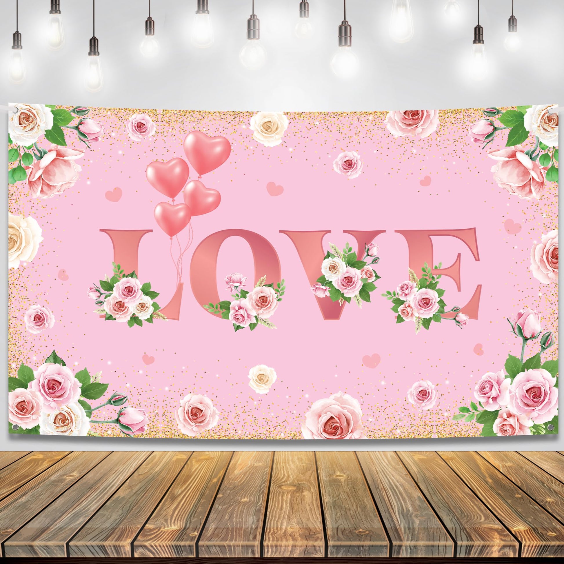 KatchOn, Pink Love Valentines Day Backdrop - XtraLarge, 72x44 Inch | Valentines Backdrops for Photography | Valentines Day Banne