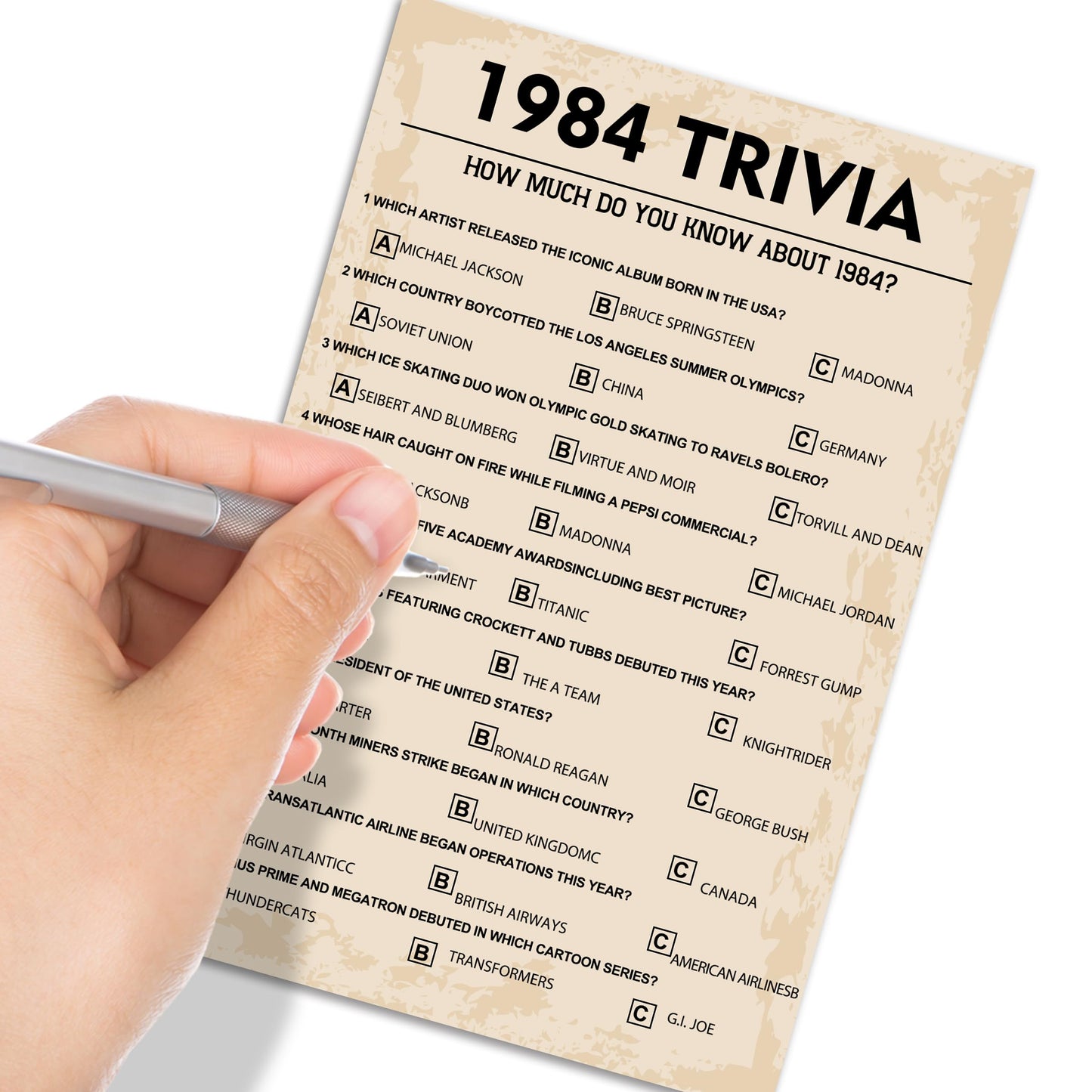 40Th Birthday Party Games, 1984 Trivia Games, Birthday Party Supplies For Adults, Fun 1984S Party Game,Pack Of 30 Cards
