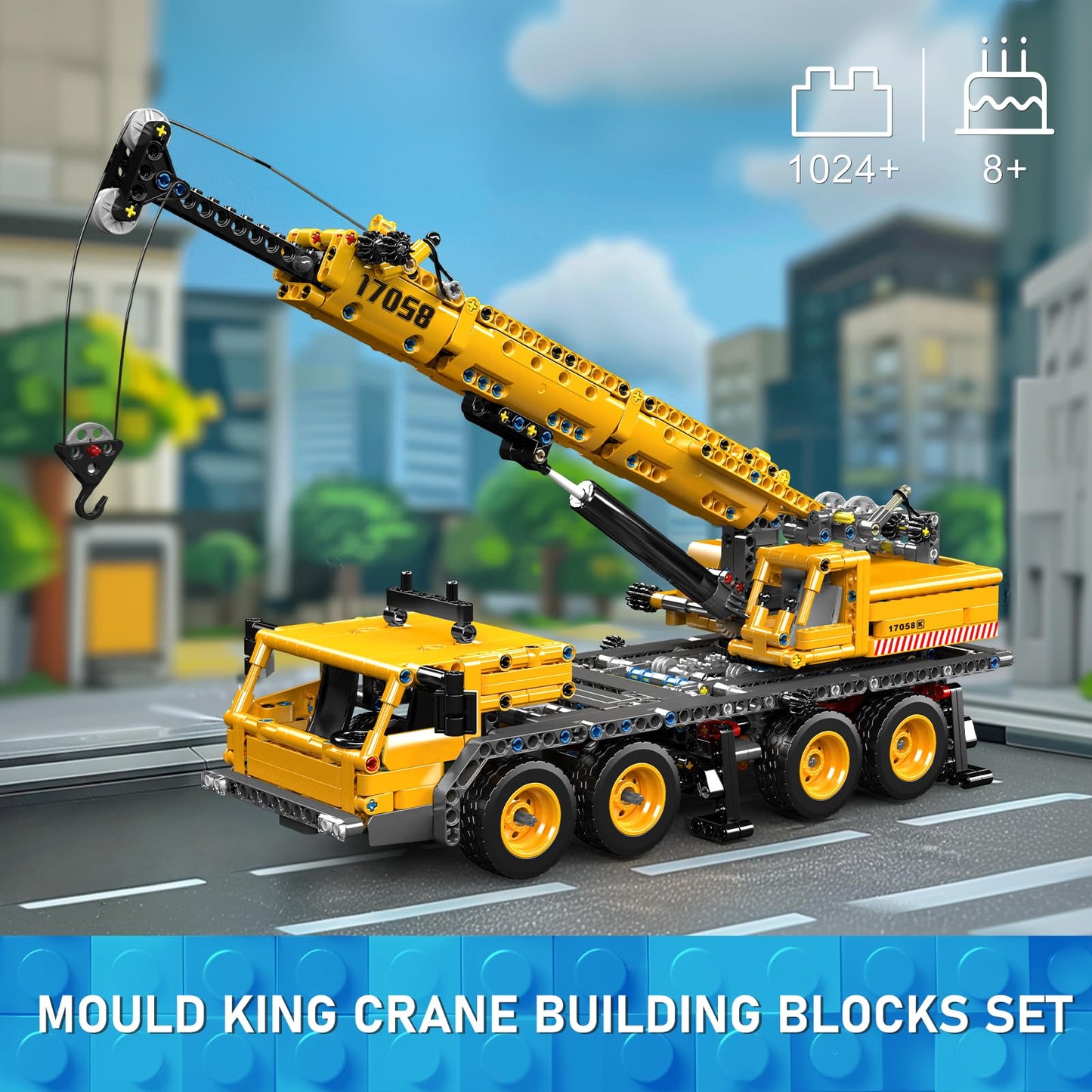 Mould King 17058 City Mobile Crane Truck Toy Building Set  Construction Vehicle Model Blocks Kit for mature-themeds  Toys Gifts for Kids Children  Playset for Boys and Girls Ages 8+(997 Pieces)