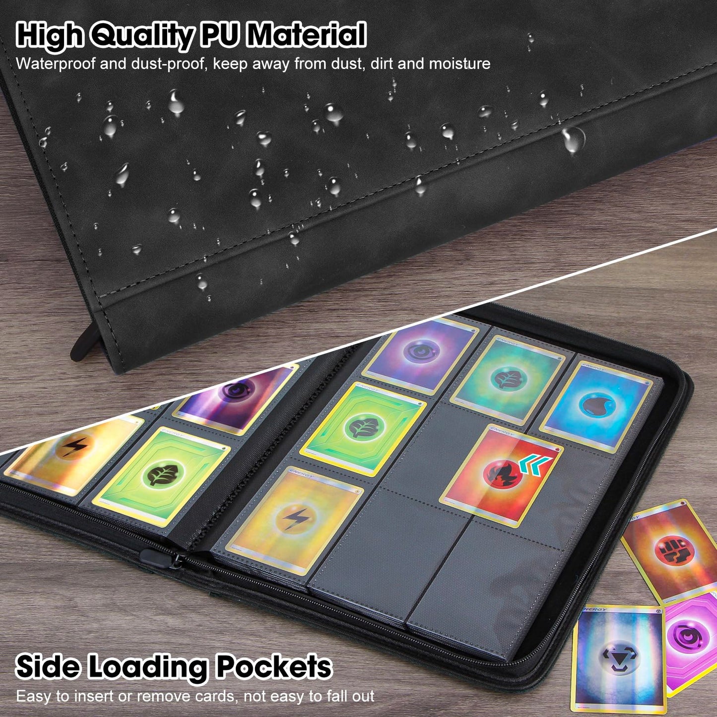 Old Canal Trading Card Binder  9 Pocket Card Album Folder Hold Up to 540 Cards  enhanced and Durable Zipper Binder  Cards Holder Album for MTG  TCG  Baseball Cards  Football Cards  Game Cards (Black)