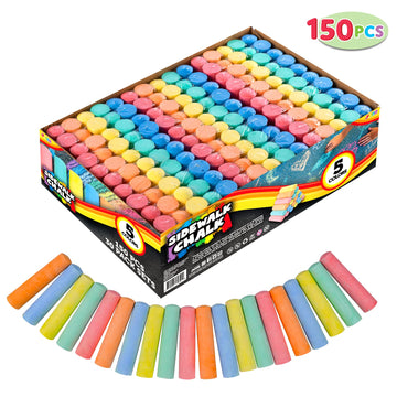 JOYIN 150 Pcs Sidewalk Chalk Set in 30 Packs, 5 Colors, Giant Box Non-Toxic Jumbo Washable Chalk for Outdoor Art Play, Painting