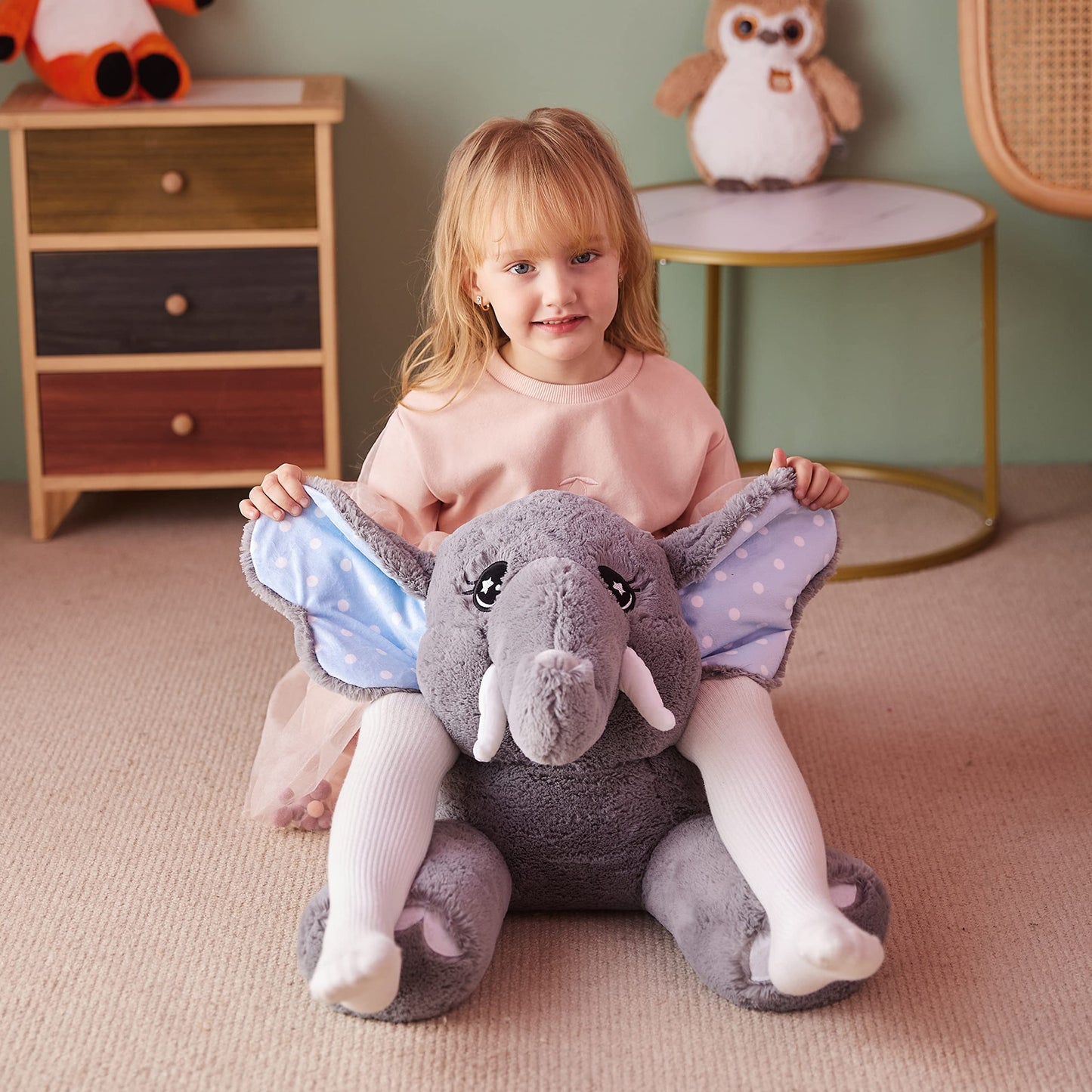 Ikasa Giant Elephant Stuffed Animal Plush Toy,29' Large Big Jumbo Soft Toys, Huge Size Cute Plushy Fluffy Fat Plushie,Gifts For Kids Girls