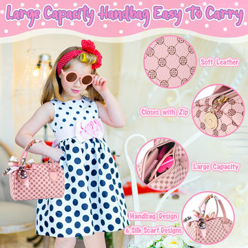 Oisacirg Play Purse For Little Girls, 32Pcs Toddler Purse With Pretend Makeup For Kids, Princess Toys Includes Handbag, Phone, W