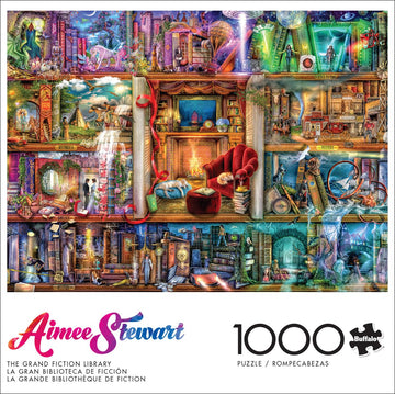 Buffalo Games 1000 Piece Jigsaw Puzzle - The Grand Fiction Library - Large Multicolor Cardboard - Model 12752