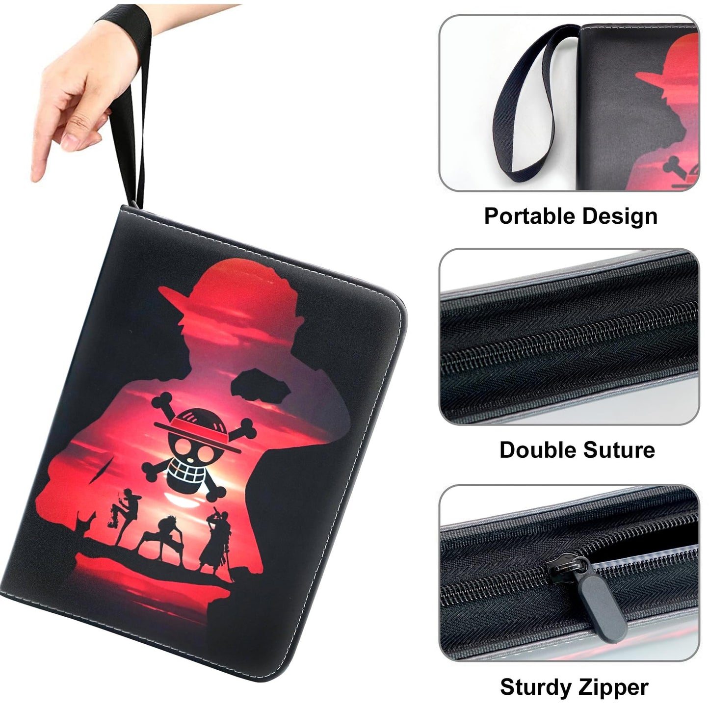 400 Pockets Trading Card Binder for One Piece Cards Portable Waterproof Card Storage Bag with Removable Sleeves for Anime  Game and TCG Cards